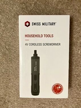 Swiss Military 4 Volt Cordless Screwdriver, Black - NEW in Unopened Box